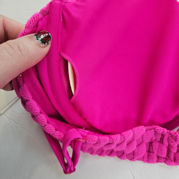 Good American Jacquard Demi Cup Bikini Top Hawaiian Pink Women's XLarge Beach - Picture 7 of 13